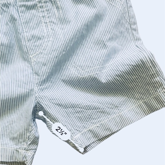 Carter’s casual play pull-up shorts light blue striped cotton Boy 18 Months - Picture 6 of 7